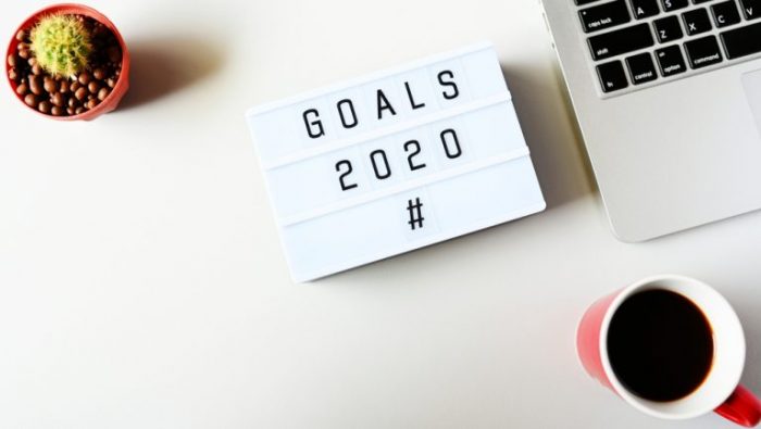 Photo of a lightboard saying 'Goals 2020 '
