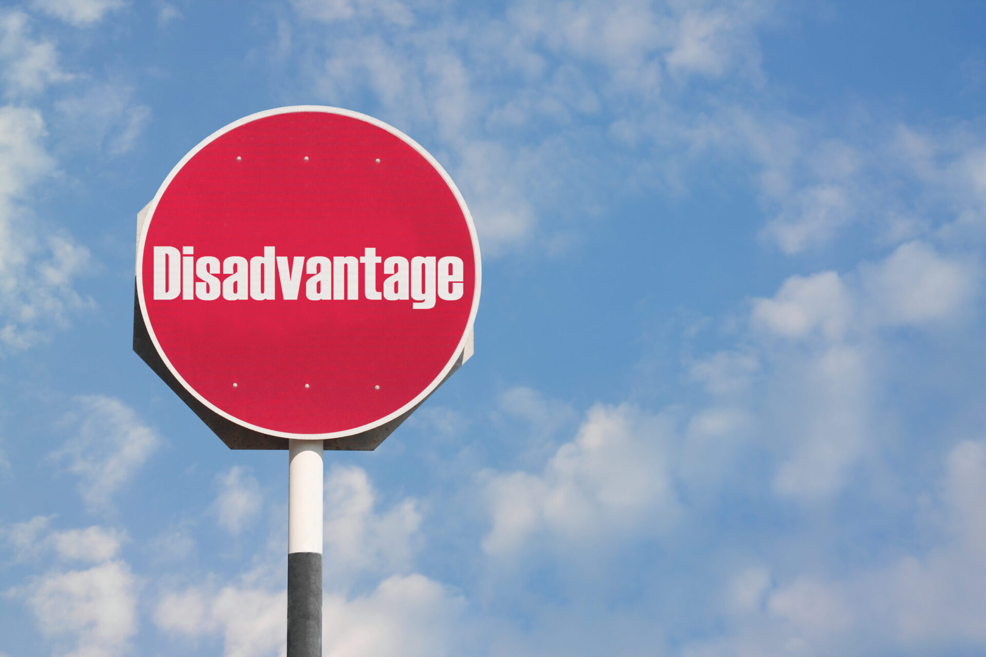 Photo of a signpost that says 'Disadvantage' 