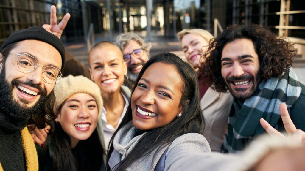 Group of people from different background having fun together.